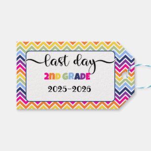 Laatste dag van 2e klas foto prop teken cadeaulabel