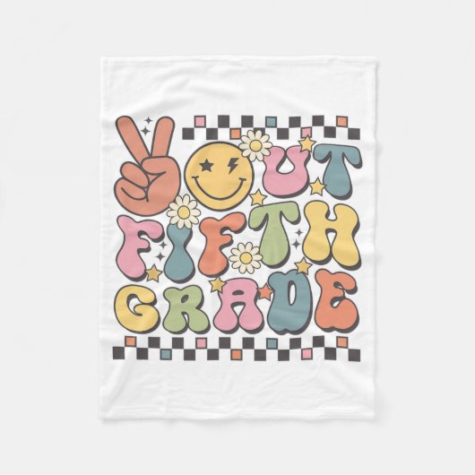 Laatste dag van 5e klas Groovy Peace Out 5e klas Fleece Deken (Voorkant)