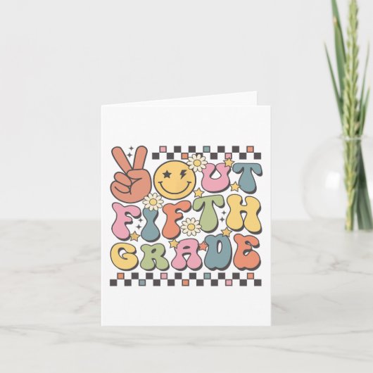 Laatste dag van 5e klas Groovy Peace Out 5e klas Kaart (Voorkant)