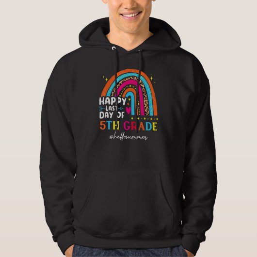 Laatste dag van 5e klas leraar Rainbow Leopard Hel Hoodie (Voorkant)