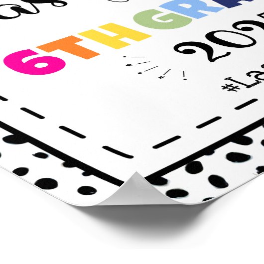 Laatste dag van 6e klas foto prop teken poster (Hoek)