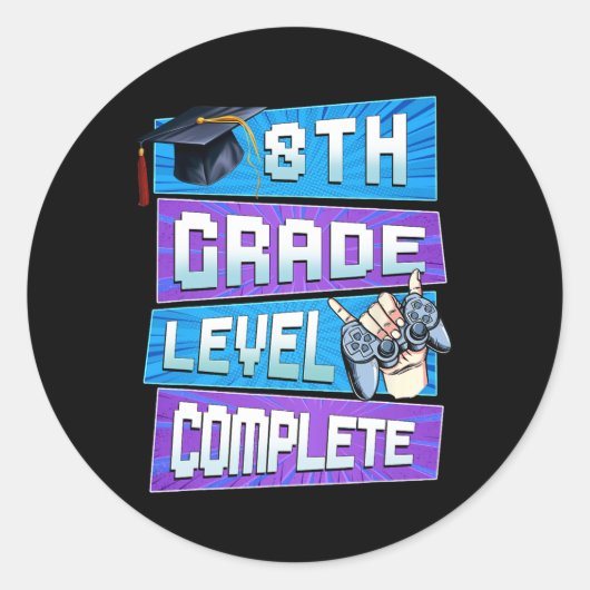 Laatste dag van 8e klas niveau compleet Afstuderen Ronde Sticker (Voorkant)