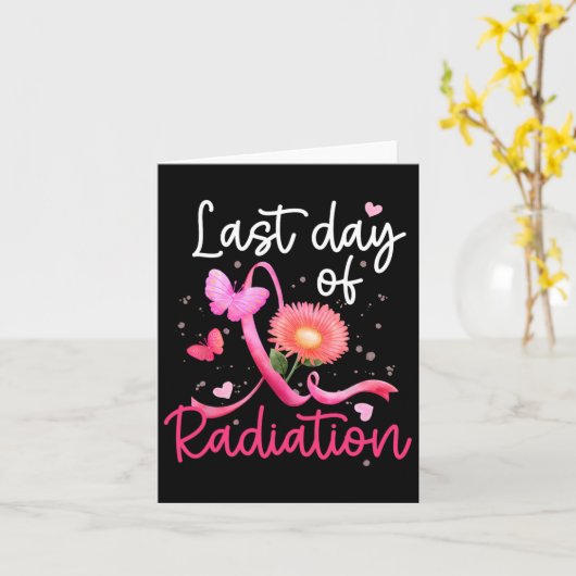 Laatste dag van bestraling Floral hart borstkanker Kaart (Gele Bloem)