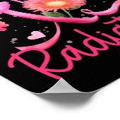 Laatste dag van bestraling Floral hart borstkanker Poster (Hoek)