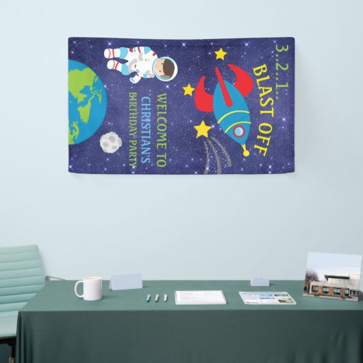 Laatste dag van buitenruimtevaart spandoek (Beurs)