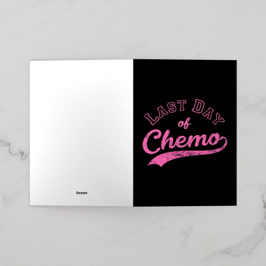 Laatste dag van chemo - Roze borstkankerbestrijder Folie Wenskaart (Buiten Laag)