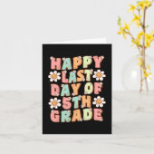 Laatste Dag Van De 5e Klas Schattige Groovy Vijfde Kaart (Gele Bloem)