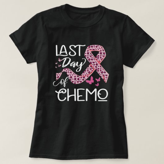 Laatste dag van de chemo - Roze lintlint T-shirt (Design voorkant)