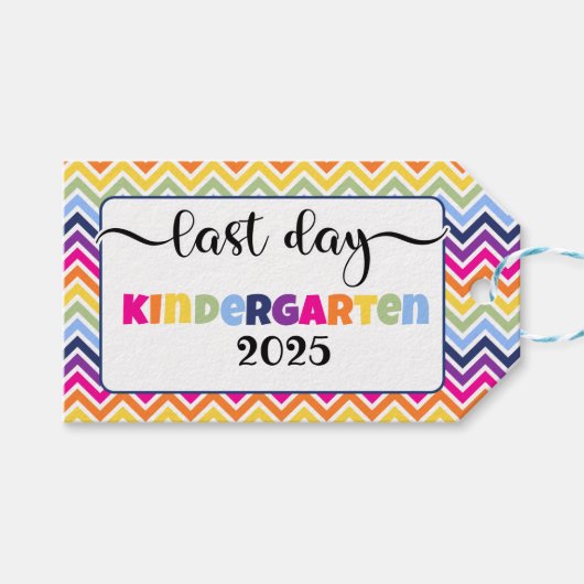 Laatste dag van de kleuterschool foto prop teken cadeaulabel (Voorkant (Horizontaal))
