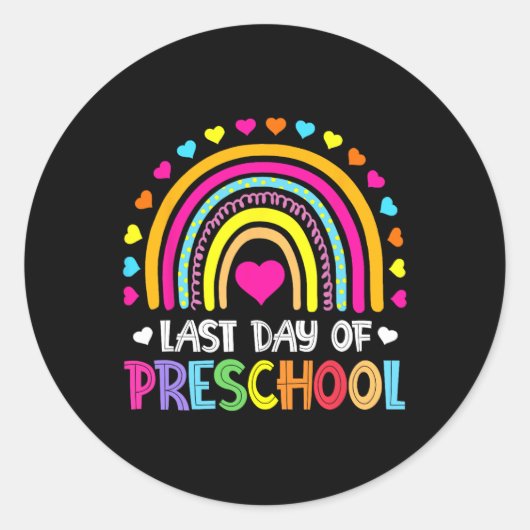 Laatste dag van de kleuterschool Rainbow Afstudere Ronde Sticker (Voorkant)