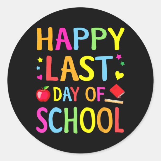 Laatste dag van de school Grappig einde van het ja Ronde Sticker (Voorkant)