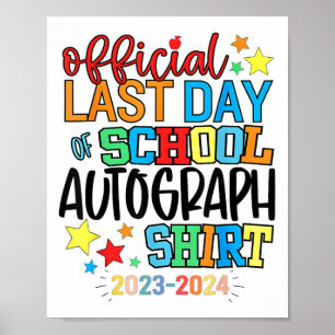 Laatste dag van de school handtekening kleuterscho poster