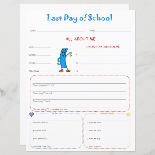 Laatste dag van de school interview Print (Voorkant / Achterkant)