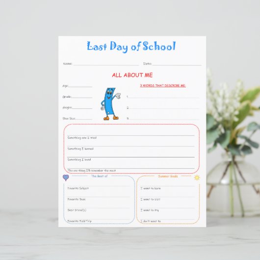 Laatste dag van de school interview Print (Staand voorkant)