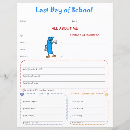 Laatste dag van de school interview Print (Voorkant)