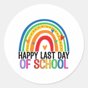 Laatste dag van de school Rainbow Leraar Student E Ronde Sticker