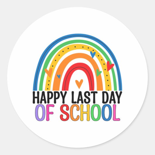 Laatste dag van de school Rainbow Leraar Student E Ronde Sticker (Voorkant)