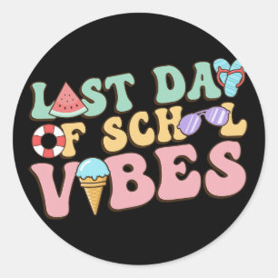 Laatste dag van de school Vibes Retro Summer Teach Ronde Sticker