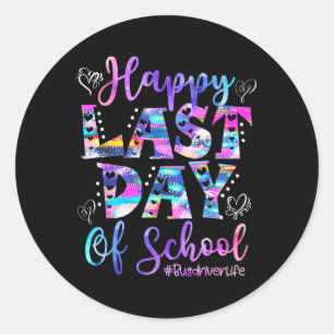 Laatste dag van de schoolbus chauffeur leven zomer ronde sticker