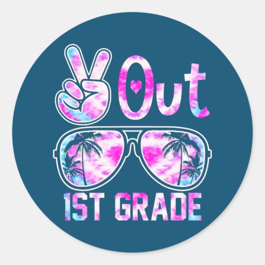 Laatste dag van de vrede op school in de 1e klas l ronde sticker (Voorkant)
