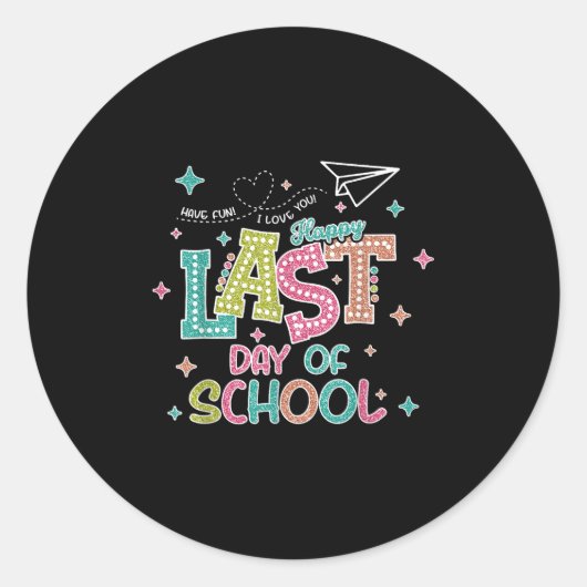 Laatste dag van het Afstuderen op school we out zo Ronde Sticker (Voorkant)