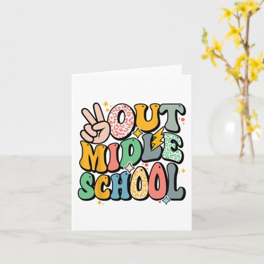 Laatste dag van Middelbare School Shirt Peace Out  Kaart (Gele Bloem)