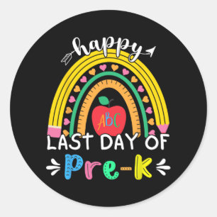 Laatste dag van Pre-K kleuterschool Rainbow Teache Ronde Sticker