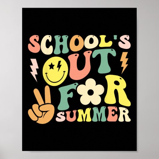Laatste dag van school groovy scholen uit voor zom poster (Voorkant)