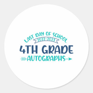 Laatste dag van school handtekening 4e klas Afstud Ronde Sticker