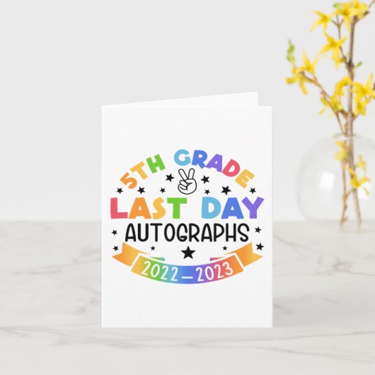 Laatste dag van school handtekening 5e klas Afstud Kaart (Gele Bloem)