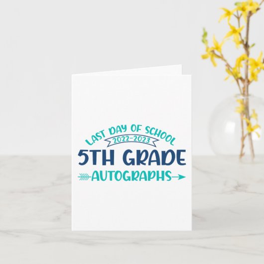 Laatste dag van school handtekening 5e klas Afstud Kaart (Gele Bloem)