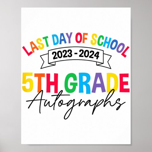 Laatste dag van school handtekening 5e klas Afstud Poster (Voorkant)