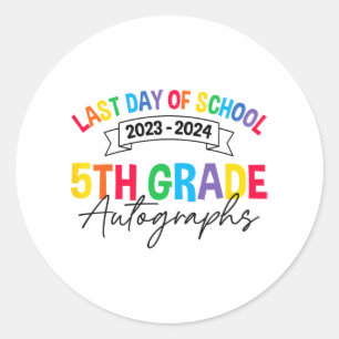 Laatste dag van school handtekening 5e klas Afstud Ronde Sticker