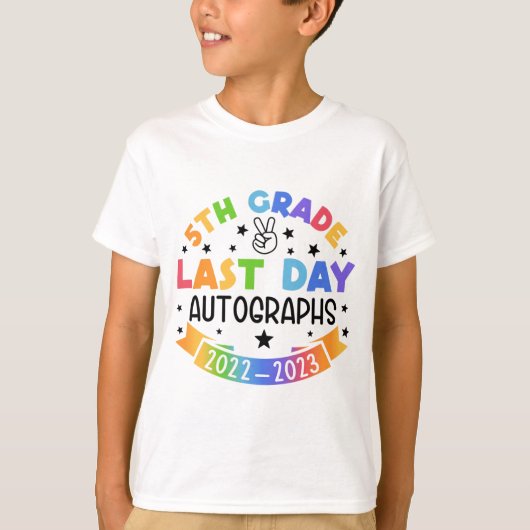 Laatste dag van school handtekening 5e klas Afstud T-shirt (Voorkant)