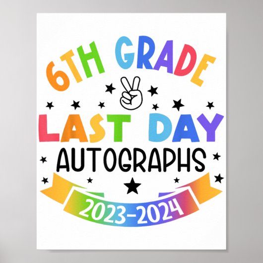 Laatste dag van school handtekening 6e klas Afstud Poster (Voorkant)