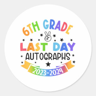 Laatste dag van school handtekening 6e klas Afstud Ronde Sticker
