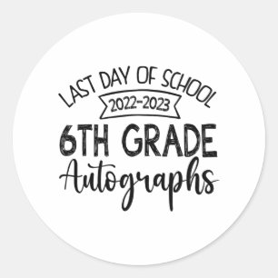 Laatste dag van school handtekening 6e klas Afstud Ronde Sticker