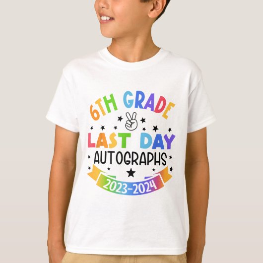 Laatste dag van school handtekening 6e klas Afstud T-shirt (Voorkant)