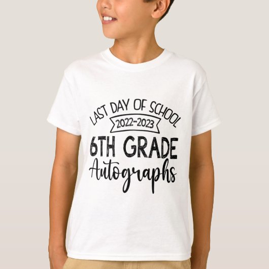 Laatste dag van school handtekening 6e klas Afstud T-shirt (Voorkant)