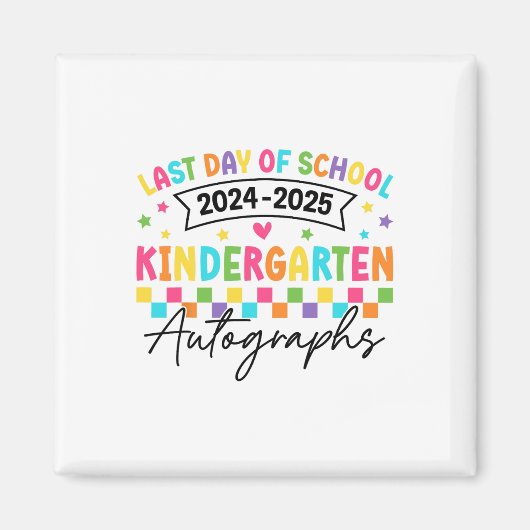Laatste dag van school handtekeningen kleuterschoo magneet (Voorkant)