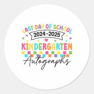 Laatste dag van school handtekeningen kleuterschoo ronde sticker