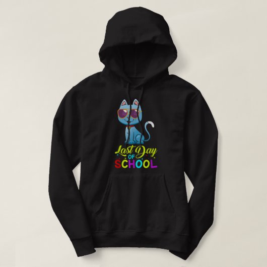Laatste dag van schoolleraren zomer met kat Sungla Hoodie (Design voorkant)