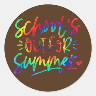 Laatste dag van schoolonderwijs voor zomerleraar ronde sticker
