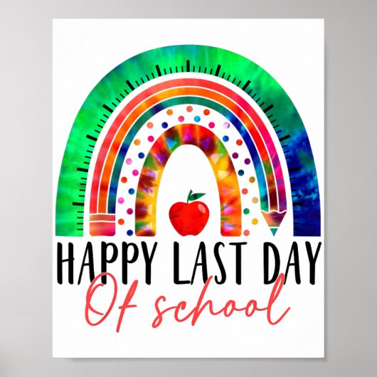 Laatste dag van schoolonderwijzend Afstuderen Rain Poster (Voorkant)