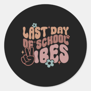 Laatste dag van schoolvibes ronde sticker