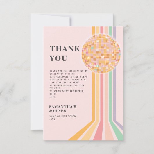 Laatste Dance Retro Graduation Party Bedankkaart (Voorkant)