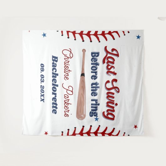 Laatste dans voor de ring Honkbal Bachelorette Wandkleed (Voorkant (horizontaal))