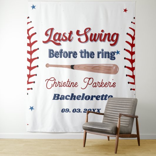 Laatste dans voor de ring Honkbal Bachelorette Wandkleed (In situ)