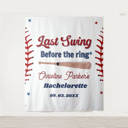 Laatste dans voor de ring Honkbal Bachelorette Wandkleed (Voorkant)