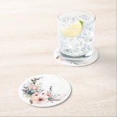 Laatste delicate bloem: gepersonaliseerde bruiloft ronde kartonnen onderzetter (Insitu)